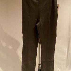 VAKKO Brown Leather Pants Size 8 NWT